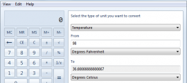 Converting units in Windows calculator