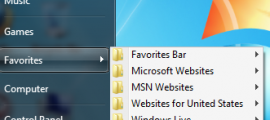 Favorites menu enabled in Windows 7 start menu
