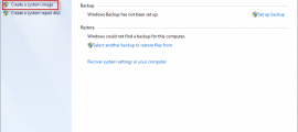 Selecting option of creating a Windows 7 system image