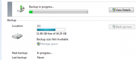 Backup being run in Windows 7