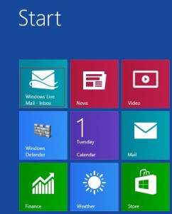 Pinned Windows 8 Mail account