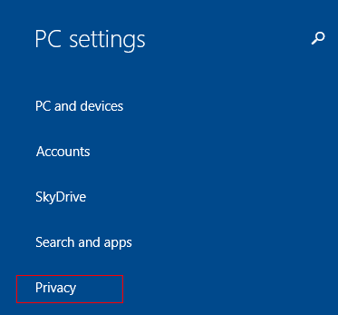 Privacy settings in Windows 8.1