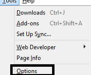 Selecting Firefox options to configure