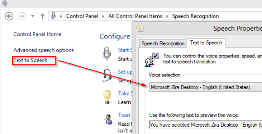 Customizing Text to Speech settings in Windows