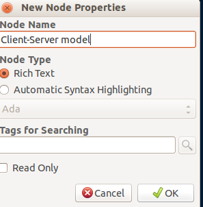 Editing nodes in Cherrytree