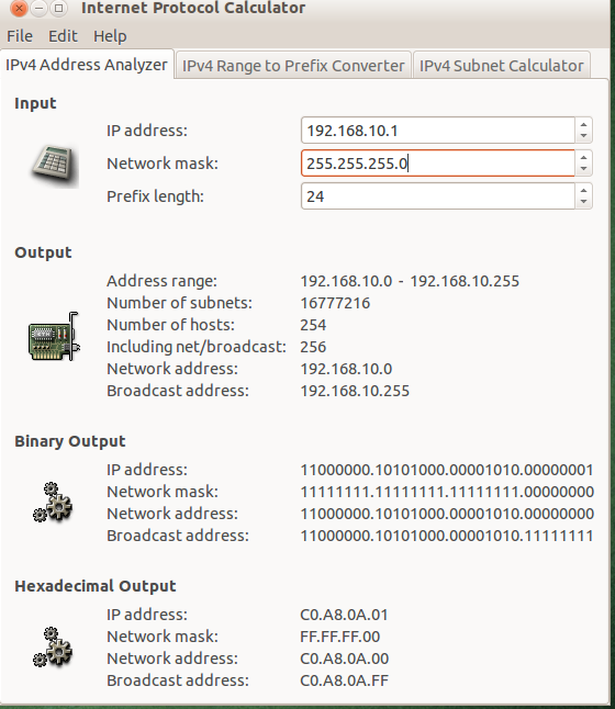 IPv4 address analyzer in Gip