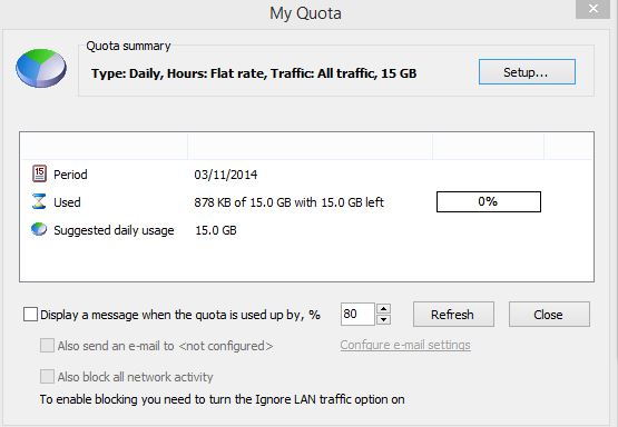 Quotas for bandwidth consumption in NetWorx