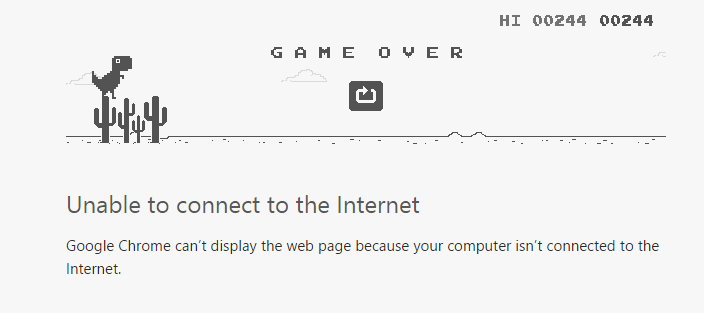 restart the dinosaur game in Google Chrome