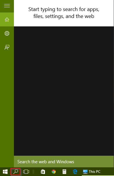 seatch from Windows 10 taskbar