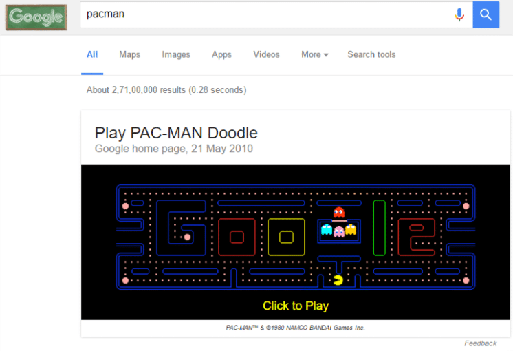playing pacman through google search