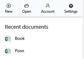 list of recent documents displayed when using office online extension in Edge