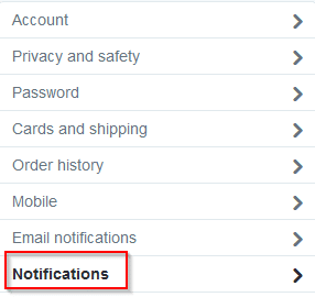 Notifications settings in Twitter