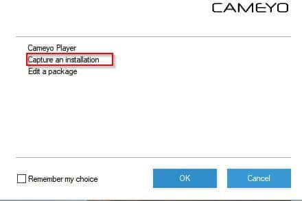 capture an installation option in Cameyo Offline