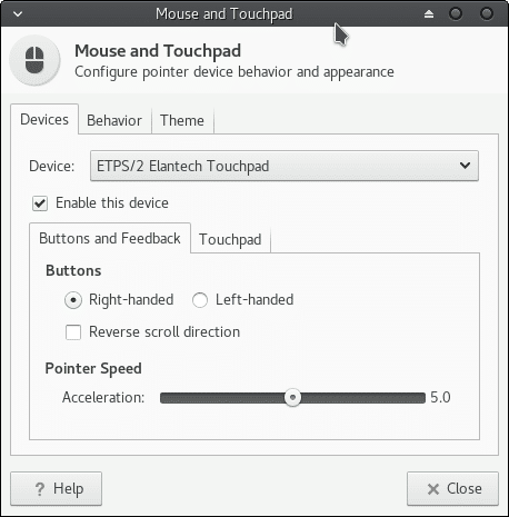 mouse and touchpad settings in manjaro linux