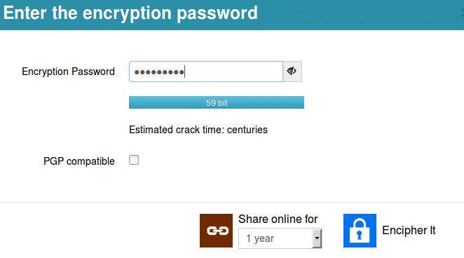 setting the encryption password when using encipher.it