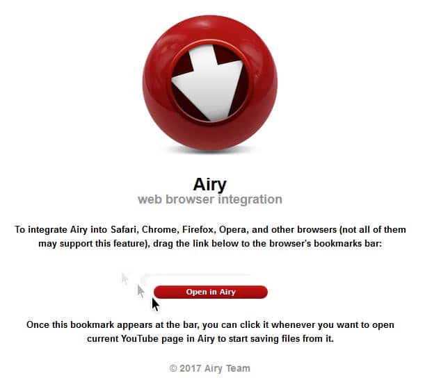 browser integration for airy youtube downloader