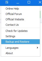 backup and restore option