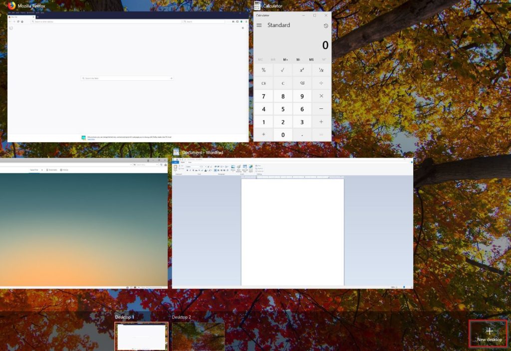 using virtual desktops in Windows 10
