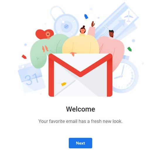 new Gmail welcome screen