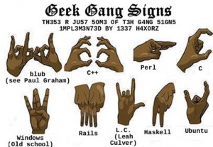 Various geek gang signs
