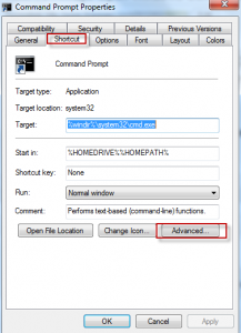 Shortcut options for Windows command prompt