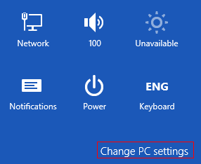 Change PC settings in Windows 8