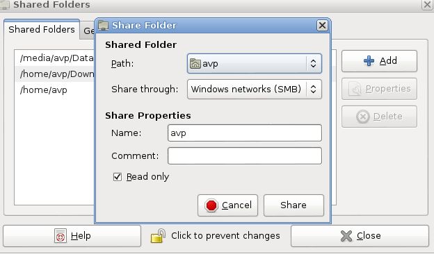 Shared folders list in Linux Mint/Ubuntu