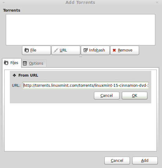 Adding torrent files for downloading in Deluge