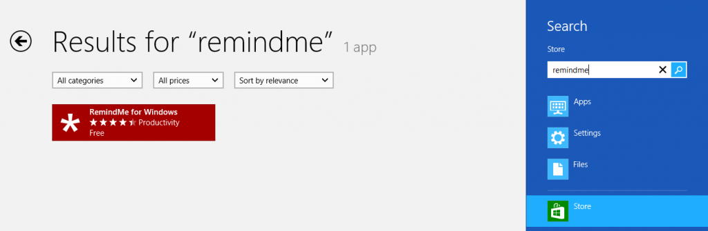 RemindMe in Windows 8 Store