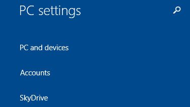 PC settings in Windows 8.1