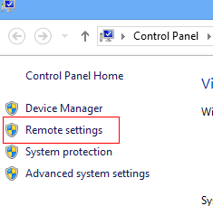 Remote settings in Windows 8