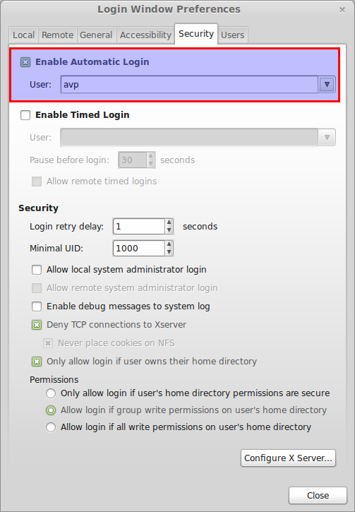 Enable automatic login in Linux Mint