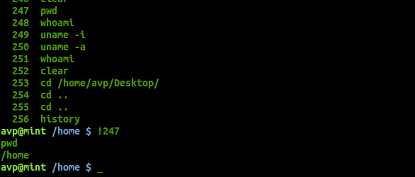 recalling command using number 