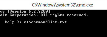 exporting windows command list to text file