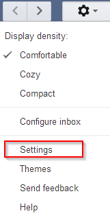 accessing Gmail settings