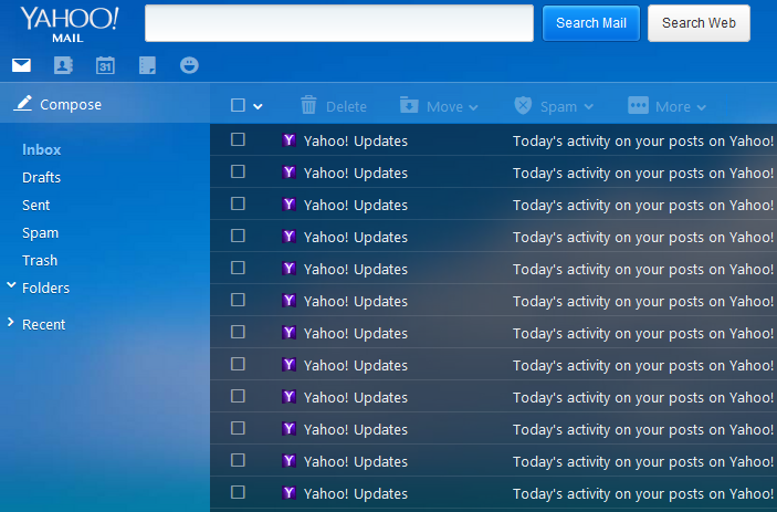 Newly changed color scheme in Yahoo! mail