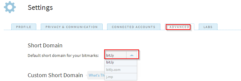 changing default short domain in bitly