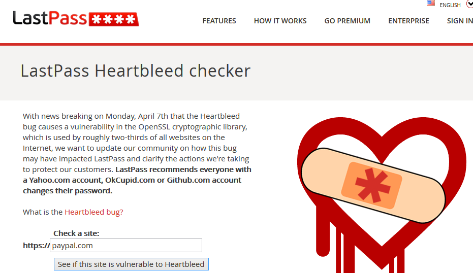LastPass Heartbleed checker