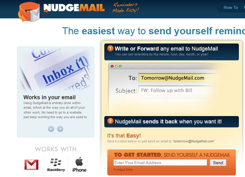 NudgeMail homepage