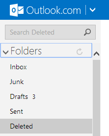 Deleted folder in Outlook.com