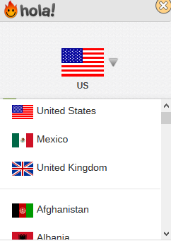 Choosing VPN proxy by country