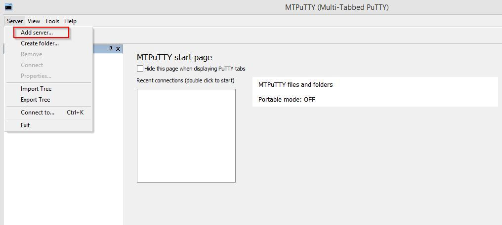 creating a server tree for storing server profiles in MTPutty