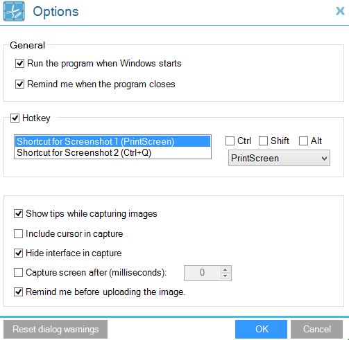 screenshot app options