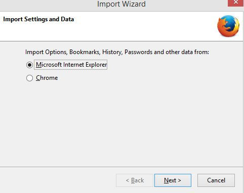 importing bookmarks from Internet Explorer to Firefox