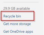 accessing recycle bin in Microsoft OneDrive