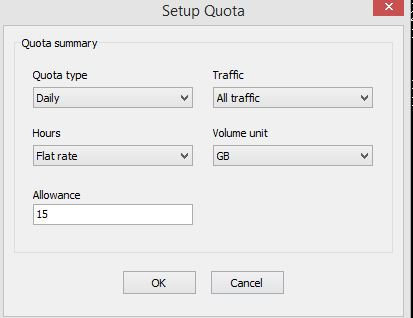 Setting quotas for data usage in NetWorx