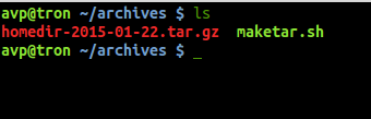 timestamped tar archive using linux shell script