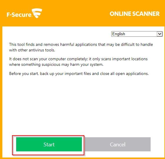 starting the f-secure online scanner