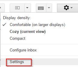 accessing gmail settings