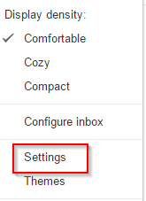 accessing Gmail settings